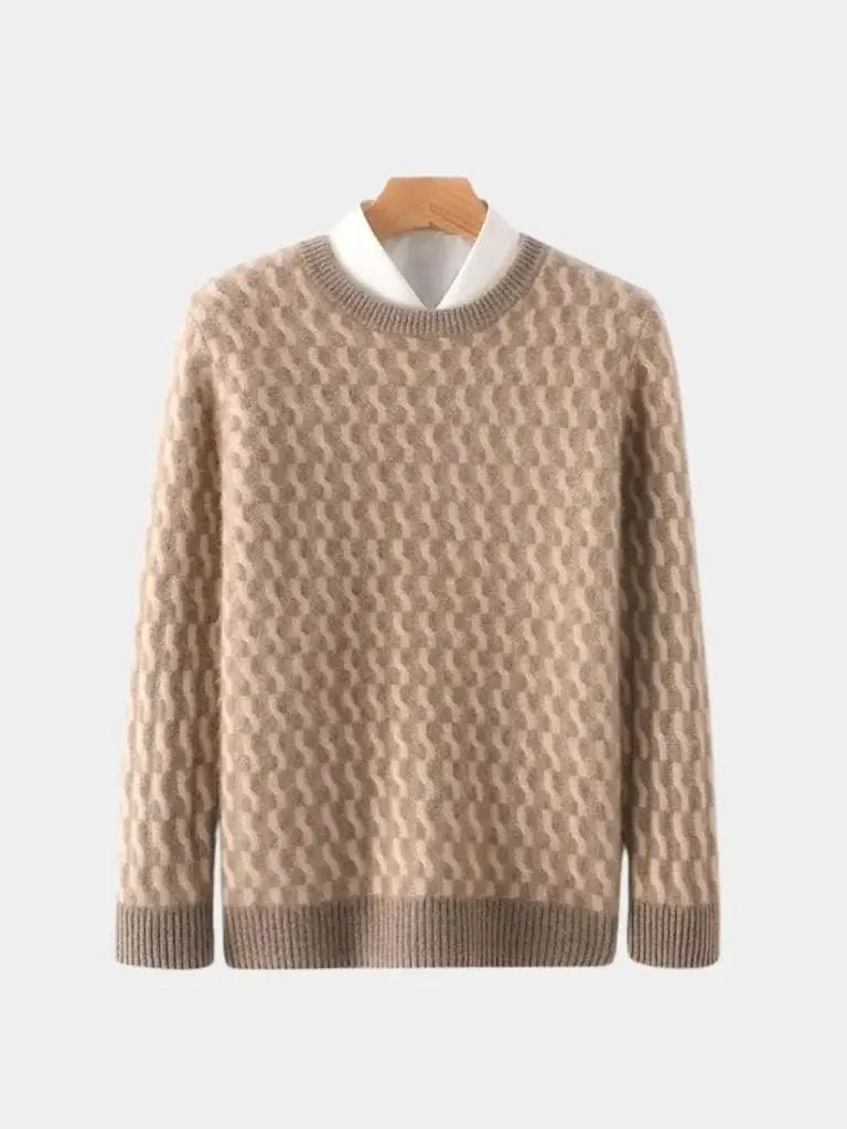 Men’s Knit Sweater – Wool Geometric Crew Casual Everyday Knitwear SPECTER