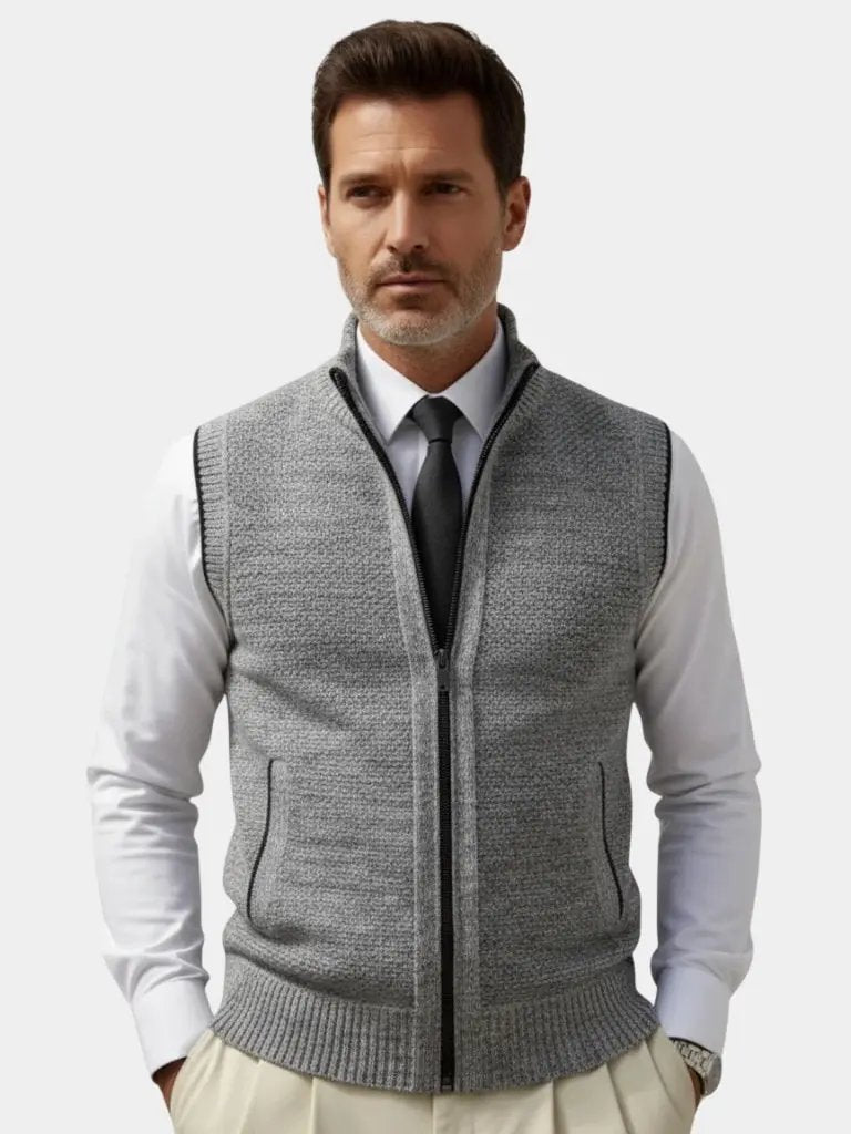 Men’s Full-Zip Sweater Vest – Modern Layered Style SPECTER LONDON