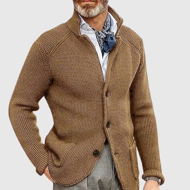 Men’s Tailored Cardigan – Modern Weave Button Design SPECTER LONDON