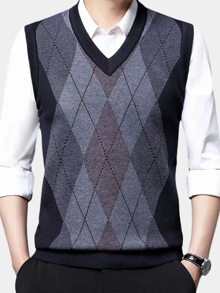 Men’s Knit Sweater – Academic Essential Vest Casual Everyday Knitwear SPECTER
