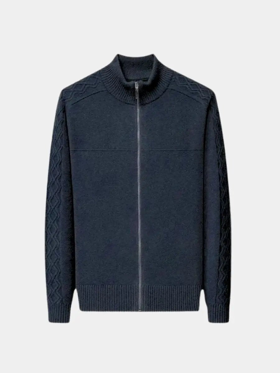 Men’s Cashmere Sweater – Zip Turtleneck Soft Luxury Knit SPECTER