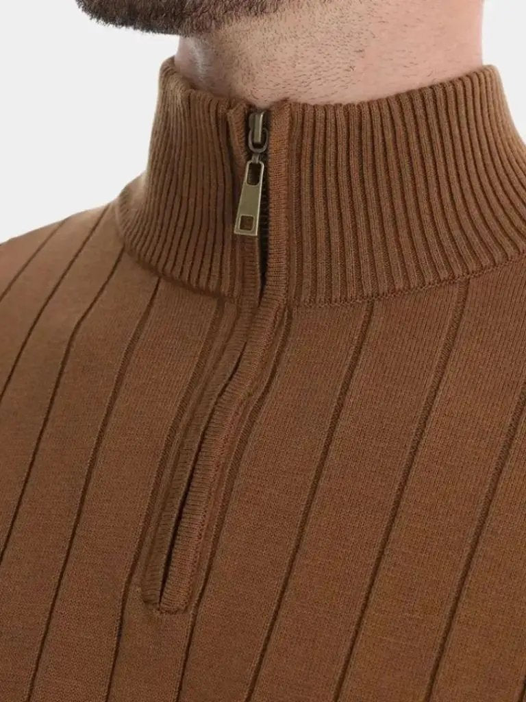 Men’s Knit Sweater – Cotton Vertical Stripes Casual Everyday Knitwear SPECTER