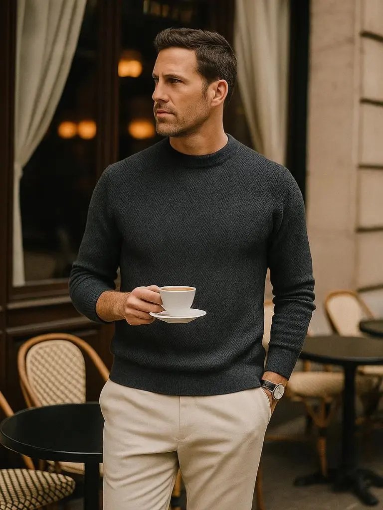 Men’s Knit Sweater – Essential Wool Casual Everyday Knitwear SPECTER