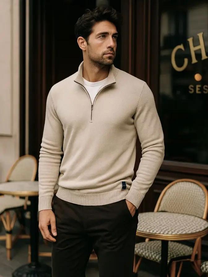 Men’s Knit Cardigan Sweater – Half Zip Knitwear Casual Everyday Knitwear SPECTER