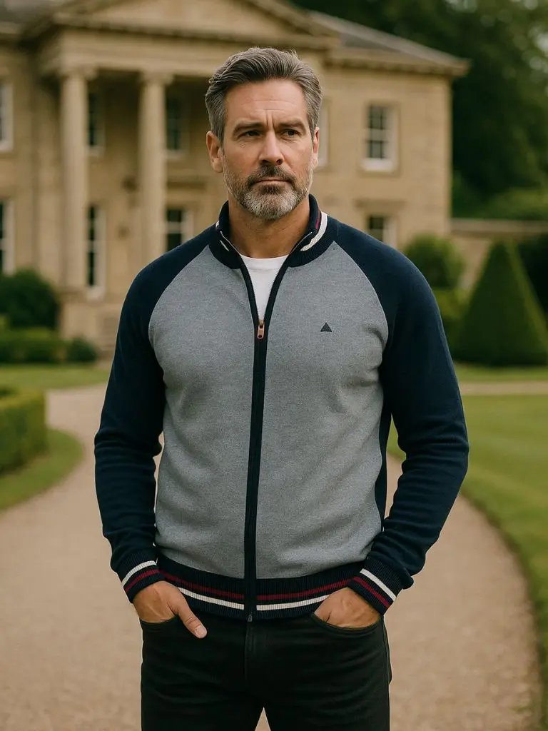 Men’s Cardigan Sweater – Zipper Color Block Casual Everyday Knitwear SPECTER