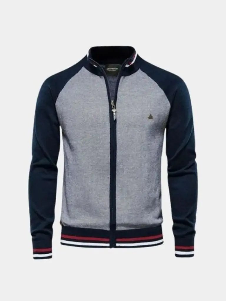 Men’s Cardigan Sweater – Zipper Color Block Casual Everyday Knitwear SPECTER