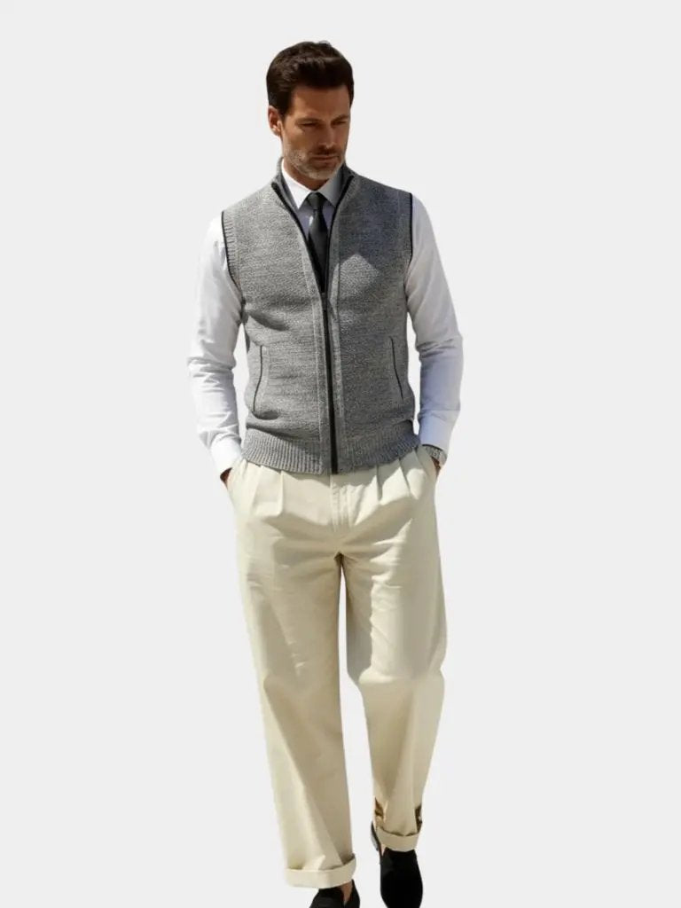 Men’s Full-Zip Sweater Vest – Modern Layered Style SPECTER LONDON