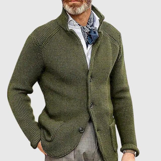 Men’s Tailored Cardigan – Modern Weave Button Design SPECTER LONDON