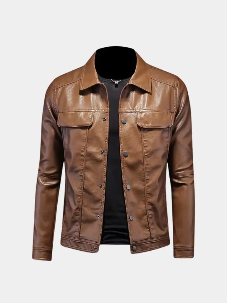 Men’s Leather Jacket – Bronze Rebel Classic Moto Style SPECTER