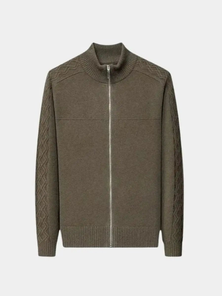 Men’s Cashmere Sweater – Zip Turtleneck Soft Luxury Knit SPECTER