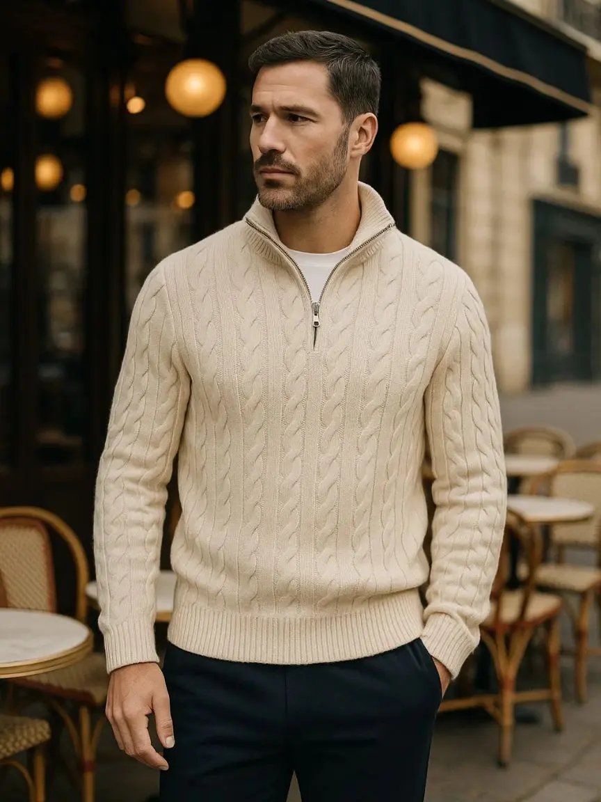 Men’s Knit Sweater – Essential Half Zip Casual Everyday Knitwear SPECTER