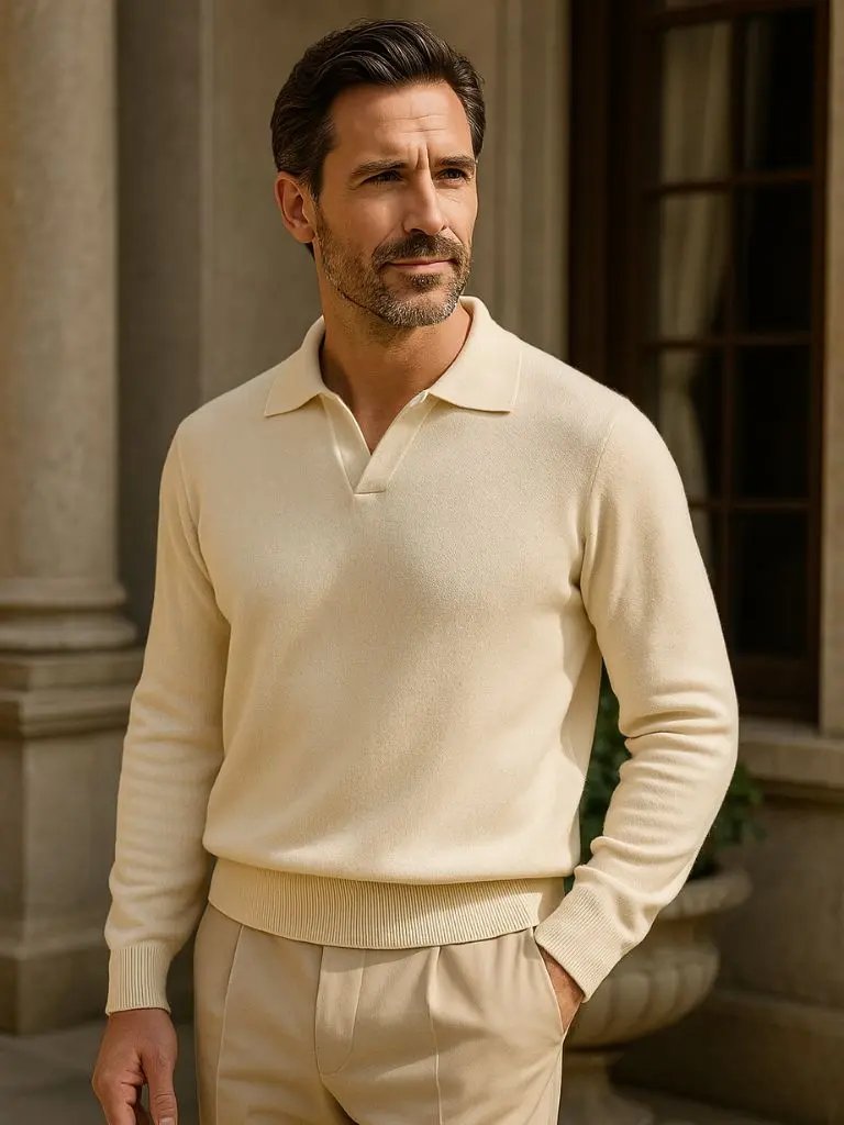 Men’s Knit Sweater – Essential Neck Polo Casual Everyday Knitwear SPECTER