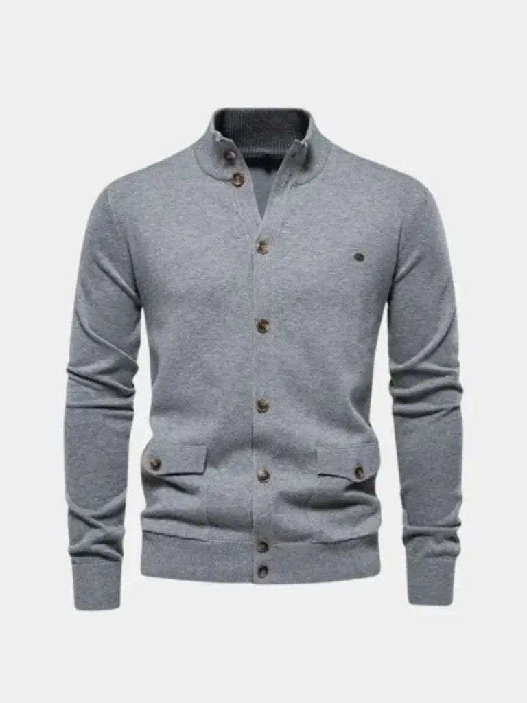 Men’s Cardigan Sweater – Knitted Stand Collar Casual Everyday Knitwear SPECTER