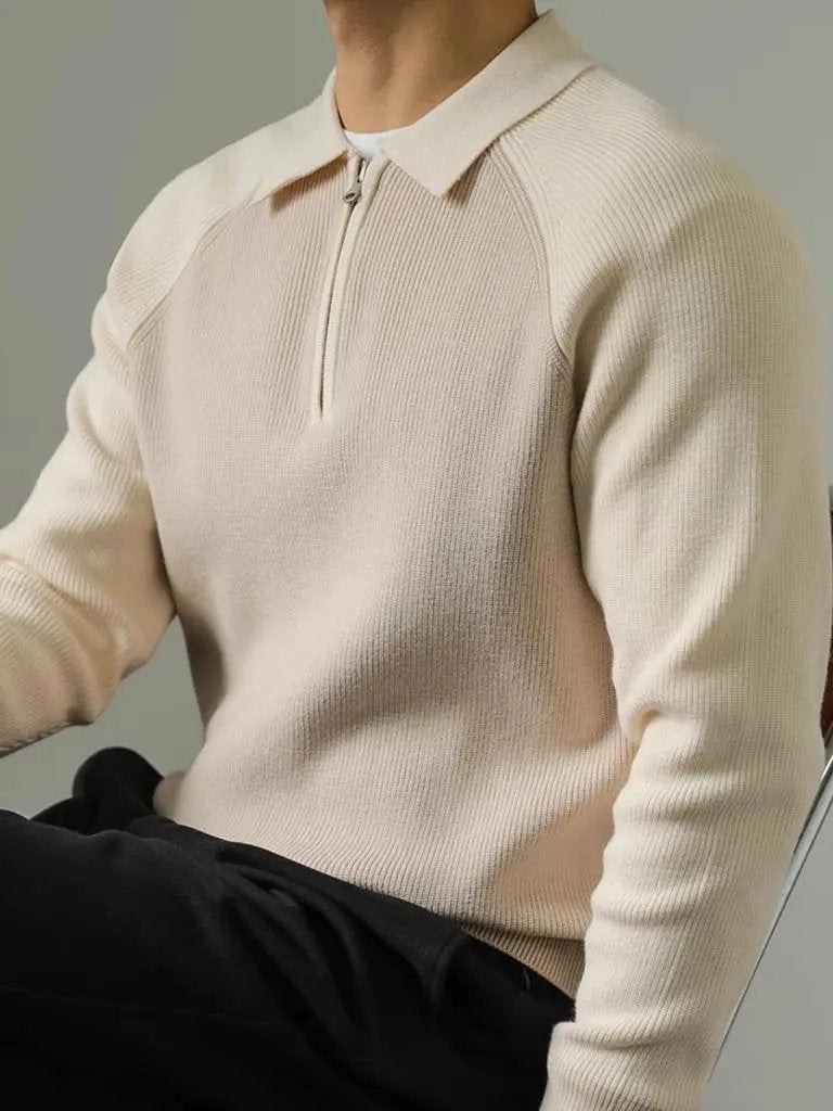 Men’s Knit Sweater – Raglan Quarter Zip Casual Everyday Knitwear SPECTER