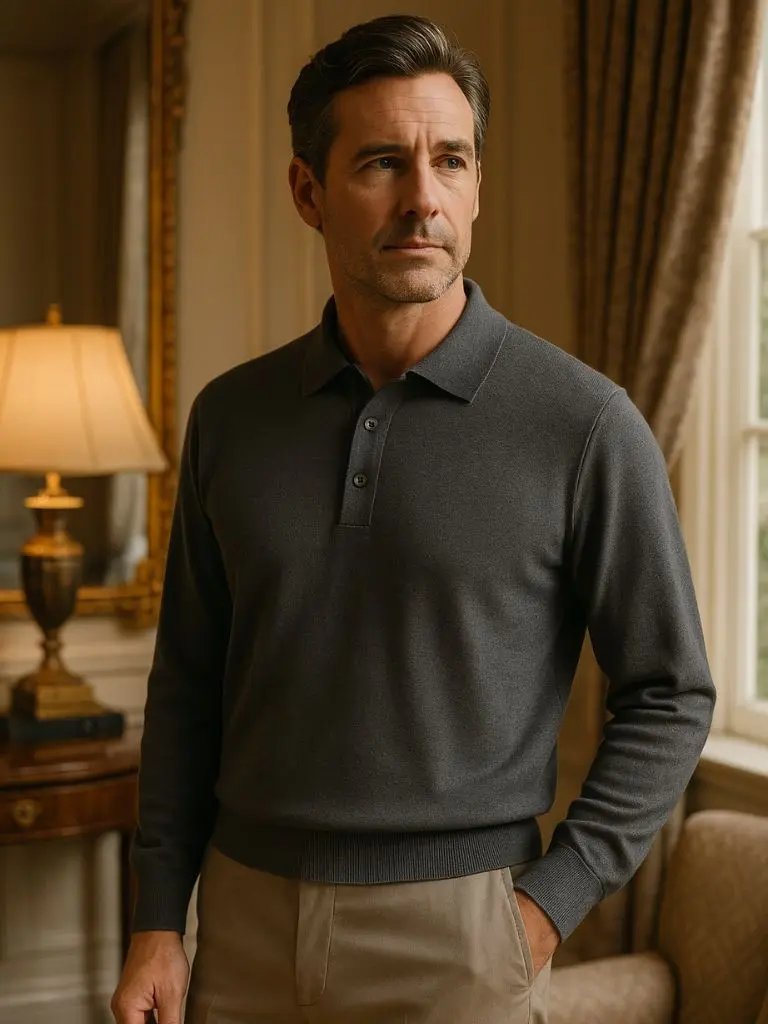 Men’s Knit Sweater – Wool Button Polo Casual Everyday Knitwear SPECTER