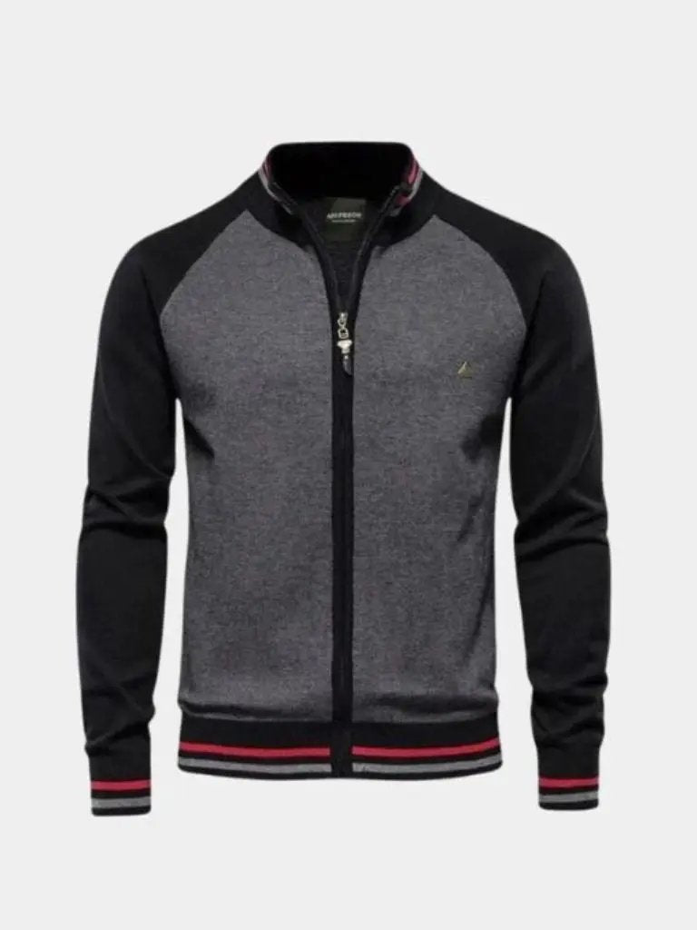 Men’s Cardigan Sweater – Zipper Color Block Casual Everyday Knitwear SPECTER